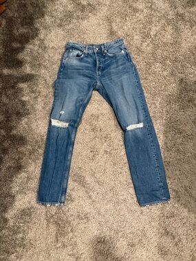 rag & bone Distressed Light Blue Denim Jeans